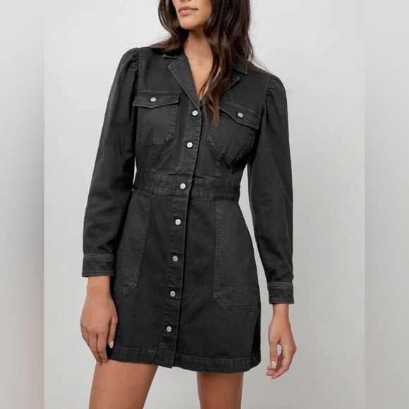 Rails Dresses & Skirts - RAILS Lisette Mini Denim Utility Dress Carbon Edgy Chic Heavyweight Gunmetal